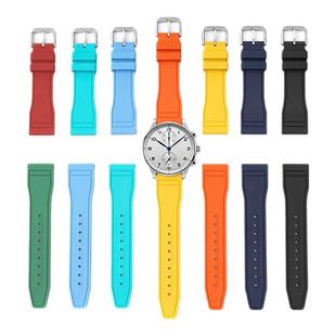 适用万国表带快拆氟橡胶IWC柏涛菲诺飞行员葡萄牙葡7原装20/21/22