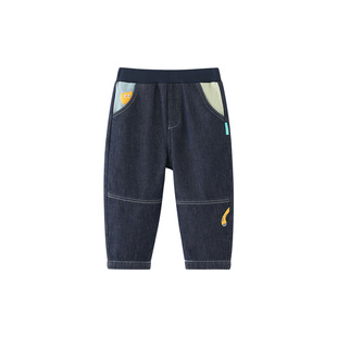 [小尾巴]博睿恩儿童加绒牛仔裤秋冬新款一体绒宝宝裤子加厚休闲裤