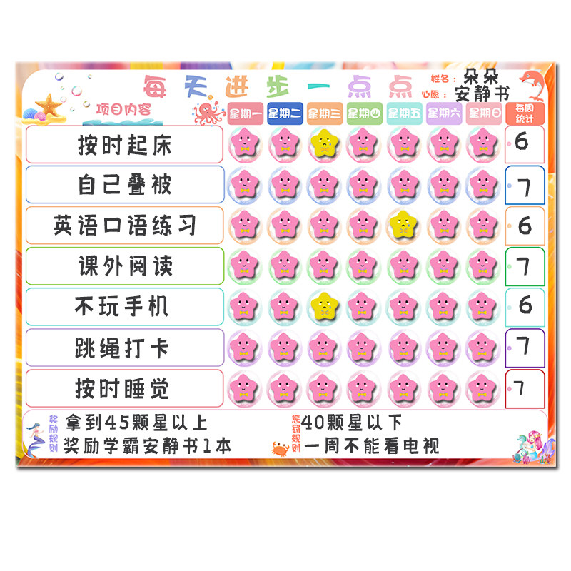 一乐磁好习惯养成打卡奖励记录表