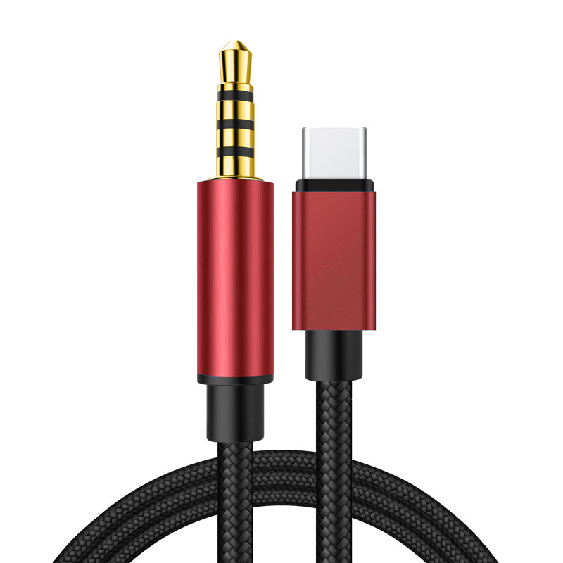 直播线手机连接声卡Type-C转3.5mm音乐伴奏安卓tpc通用OTG圆孔录音K歌唱吧无杂音音频线耐用编织尼龙线材金属