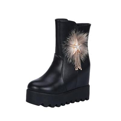 冬季防滑内增高短靴女厚底雪地靴