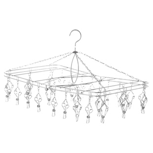 霜山不锈钢晾衣架可折叠多夹袜子内衣晾晒架阳台宿舍多功能晾衣夹