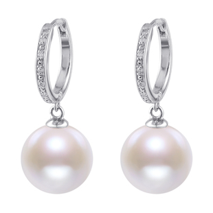 海蒂珠宝 至简 10-11mm淡水珍珠耳环 S925银镶锆耳饰耳钉女礼物