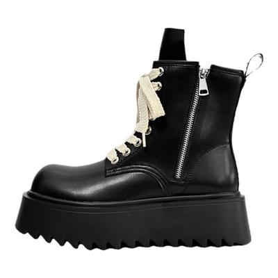 靴子厚底拉链男靴黑色高帮皮鞋