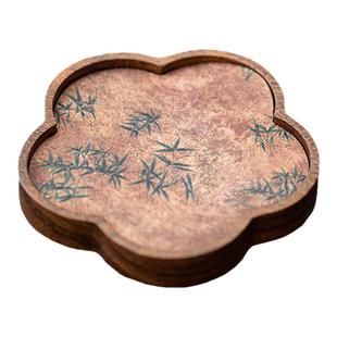 觅己胡桃木壶承干泡台小型实木茶盘茶壶盖碗底座精致防水茶席托盘