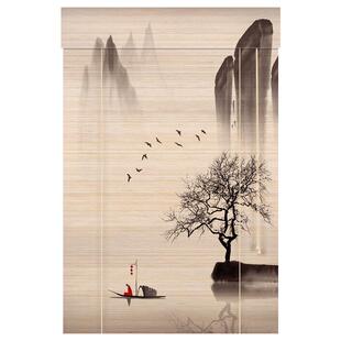 竹帘卷帘窗帘升降卷拉式中式禅意茶室书房遮挡遮阳挡风门帘隔断帘