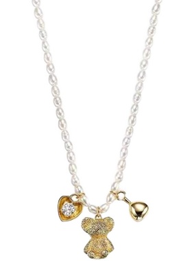 淡水珍珠小熊项链合金