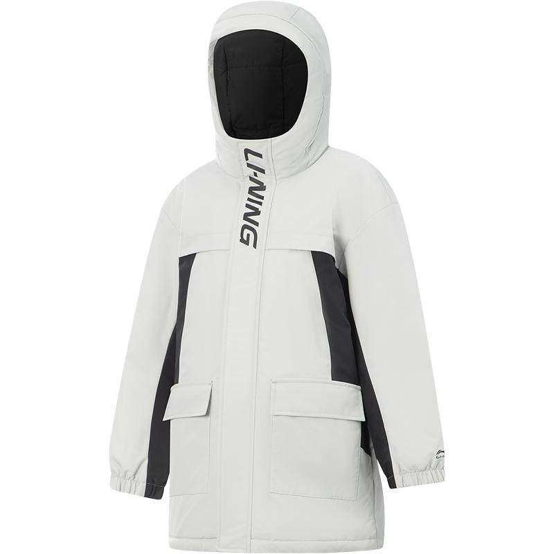 李宁儿童中长款羽绒服男大童2025新款保暖学生青少年休闲鸭绒冬装