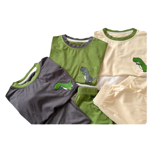 男童睡衣套装莫代尔短袖夏装薄款儿童宽松透气家居服空调服两件套