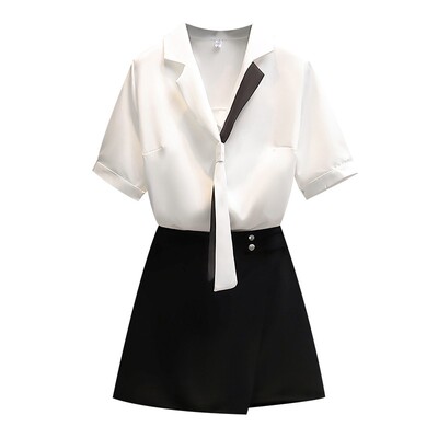 微胖妹妹衬衫短裙夏装洋气减龄