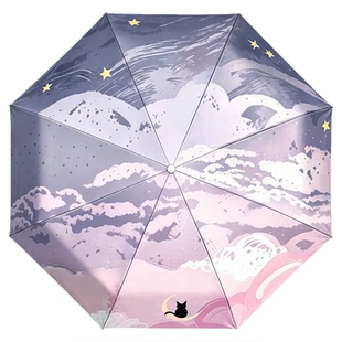 手绘太阳伞女防晒防紫外线晴雨两用伞遮阳伞小巧便携自自动五折叠