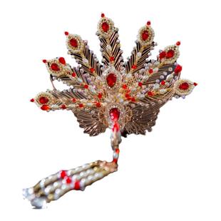 绛尾儿 红色金丝凤冠 中式新娘汉服发钗 明制汉服头饰中国风头饰