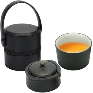 万仟堂快客杯一壶一杯户外旅行便携式功夫茶具套装陶瓷天时地利