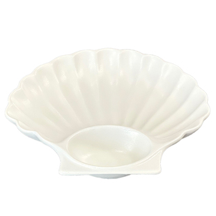 贝壳造型盘带碟饺子盘高级感零食盘点心盘烤串盘薯条盘陶瓷盘子