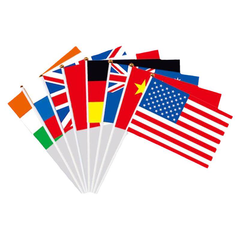 各国小国旗外国手摇旗手挥中国美国俄罗斯德国法国韩国英国澳大利亚加拿大手举小旗子欧洲桌旗套装亚洲旗批发