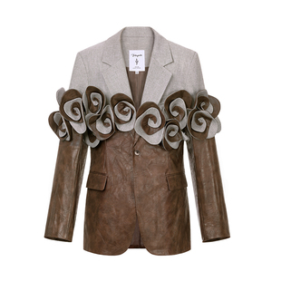 枫朵 中古风经典老钱风立体花拼接西装 山谷少年独立设计师品牌