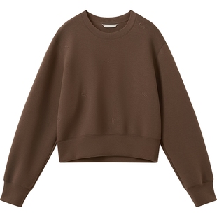 播休闲圆领纯色卫衣女秋季宽松短款长袖T恤DDS3YD5055