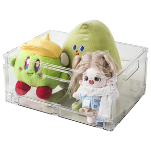 可折叠收纳筐 亚克力杂物收纳盒 可叠加桌面零食整理箱彩色收纳篮