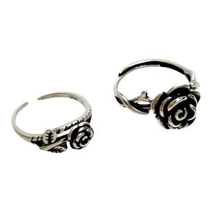 复古玫瑰花戒指女轻奢高级感不掉色指环开口可调小众食指戒手饰品