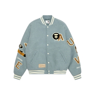 Aape旗舰店男装秋冬校园猿人徽章潮流棒球服夹克外套7742XAP