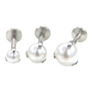F136钛合金爪镶珍珠耳钉复古珍珠白耳骨钉养耳洞法式甜美耳蜗钉