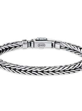 925纯银手工编织龙骨手链男士款