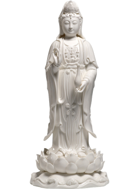 晟美陶瓷16寸立莲观音佛像