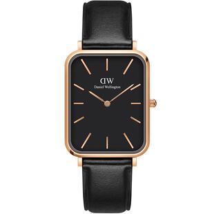 DW手表男 QUADRO系列复古皮质大方表男士腕表礼物