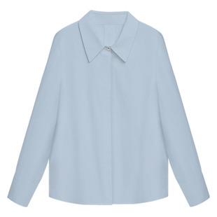 movk蓝色衬衫女小个子上衣面试西装内搭正装职业长袖白色通勤衬衣