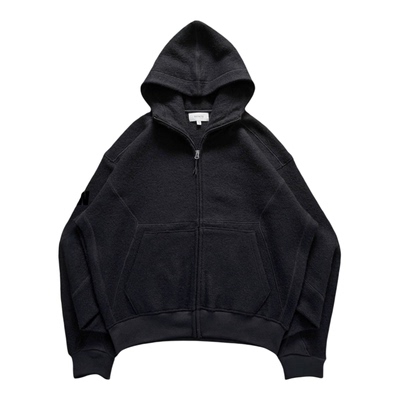 NOFAITH廓形短宽100%纯羊毛连帽拉链卫衣男春季宽松休闲情侣上衣