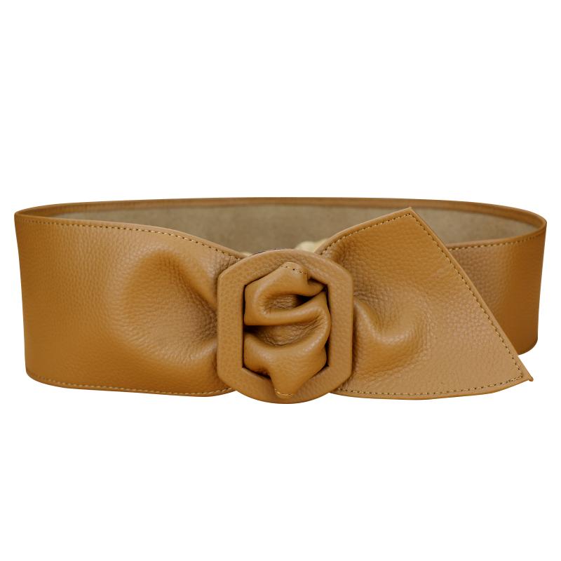 腰封女束腰真皮软头层牛皮棕色时尚简约高级感装饰宽腰带配裙大衣