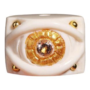 冰料原色精工猛犸牙雕刻天使眼隔珠描金顶珠背云星月手串DIY配饰