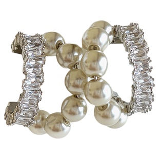 S999纯银针香槟色珍珠耳钉女新款轻奢高级感气质耳圈耳环精致耳饰