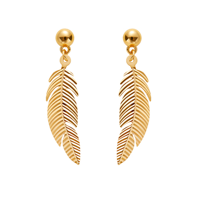 ULINE925纯银羽毛设计款耳钉女