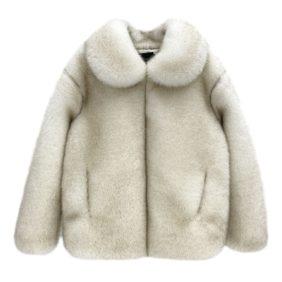 潮男士仿狐狸毛皮草外套貂2025冬季新款翻领皮毛一体海宁毛绒大衣