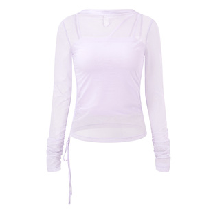 RAIVE2026春季吊带外搭两件套纯色韩版长袖T恤薄雾少女网纱衣