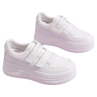 星期六厚底小白鞋女鞋春季新款魔术贴真皮运动鞋女士透气休闲板鞋