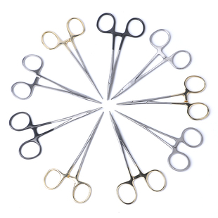 不锈钢止血钳手术器械双眼皮埋线黑色直弯头持针医用显微工具小号