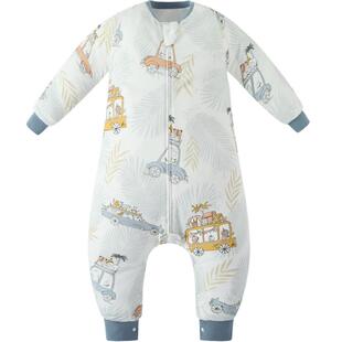 Griny婴儿睡袋竹棉春秋宝宝双层秋冬分腿睡袋儿童防踢被四季通用