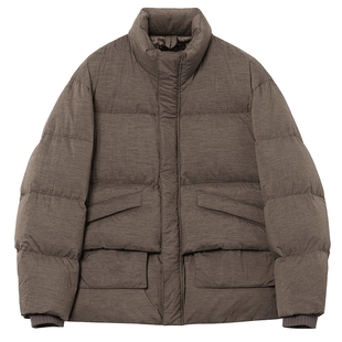 JDV商场同款秋冬男士立领咖色短款羽绒服90白鸭绒保暖外套WDW4559