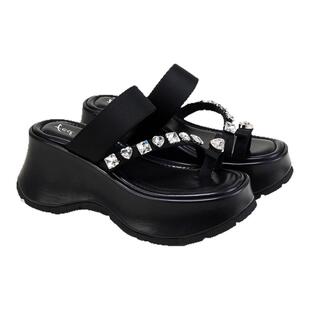 fed增高拖鞋夏季新款女鞋夹趾外出凉拖水钻沙滩鞋女款S0508-YA565