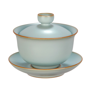 汝窑三才盖碗茶杯单个小号景德镇汝瓷泡茶碗青瓷中式手工陶瓷礼品