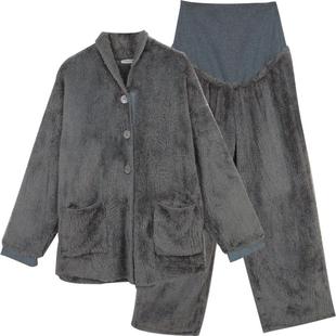 朵朵可可秋冬季睡衣女珊瑚绒月子产后长袖长裤孕妇家居服套装