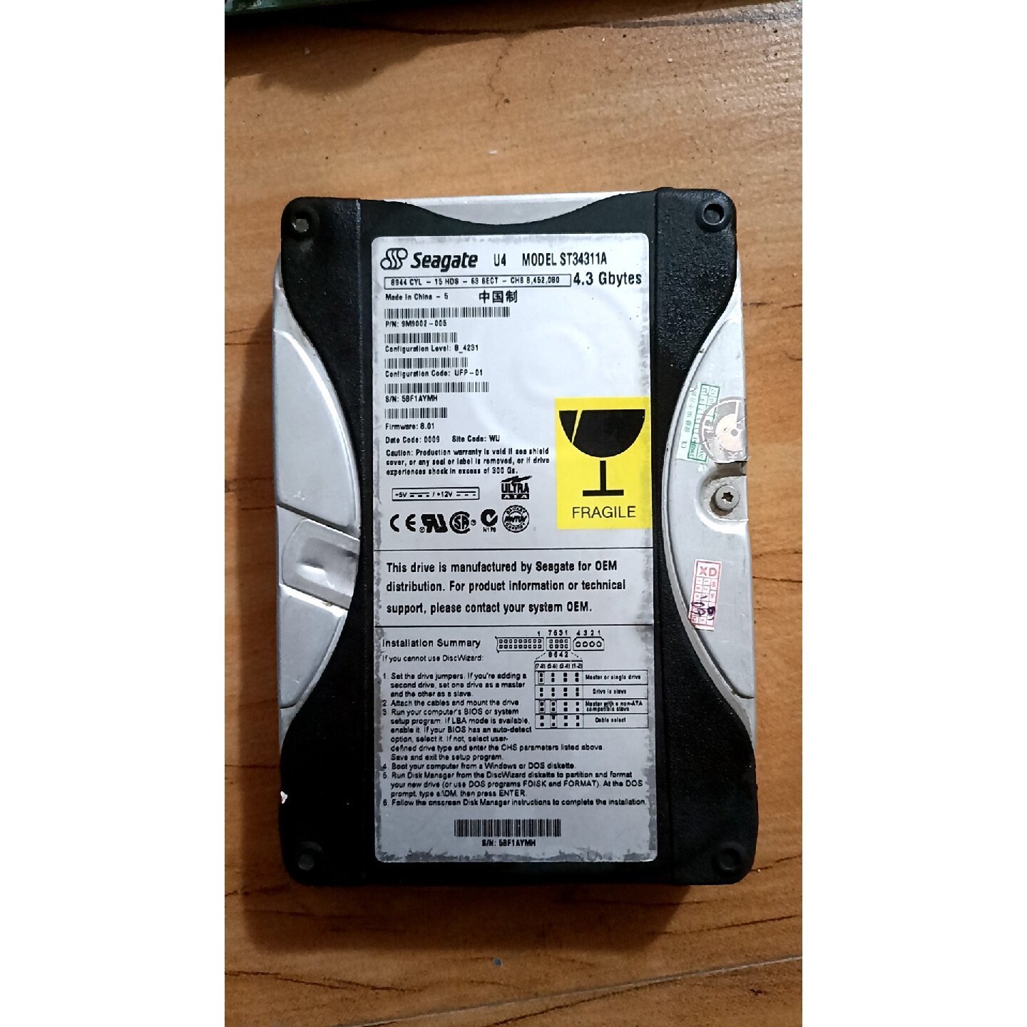议价希捷ST34311A3.5寸IDE接口硬盘4.3GB容量维修
