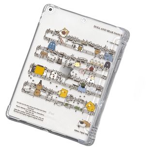 【送钢化膜】适用于ipad10保护套2022新款air5/2平板壳mini6/4笔槽第9代九2018透明pro11可爱音符苹果Air4软