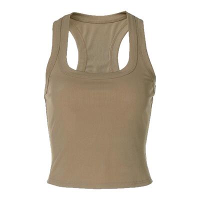 美式运动风纯色简约螺纹无袖背心