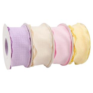 520七夕褶皱波浪纱带花束装饰彩带蝴蝶结DIY材料手捧花丝带包装