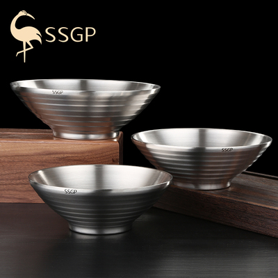 德国面碗家用304不锈钢食品级双层防烫单个碗大号汤碗日式拉面碗