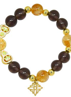 AWE黄昊玥同款茶晶黄水晶手链女