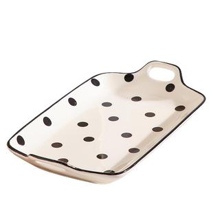 鱼盘家用蒸鱼盘子大号长方形陶瓷餐具新款双耳菜盘装鱼盘高颜值